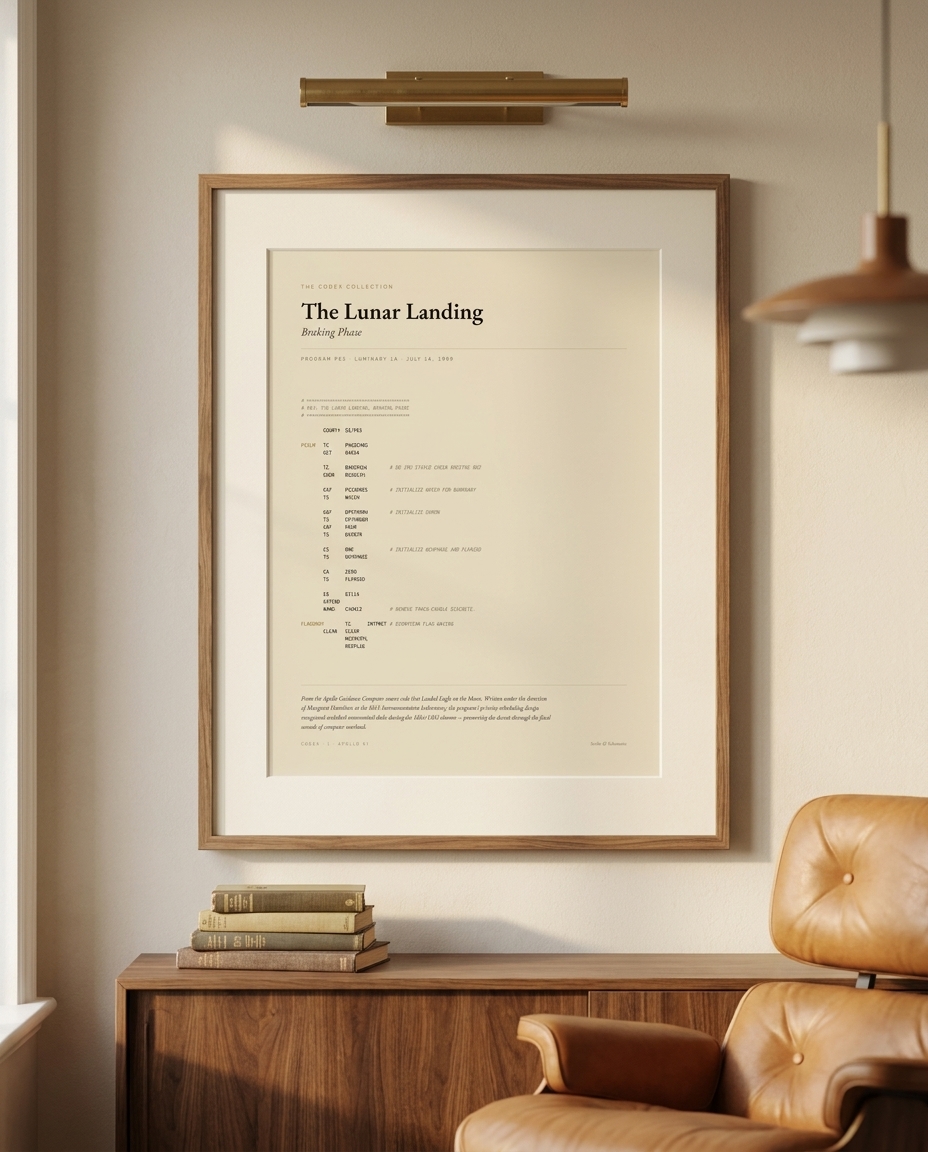 The Lunar Landing — framed and displayed