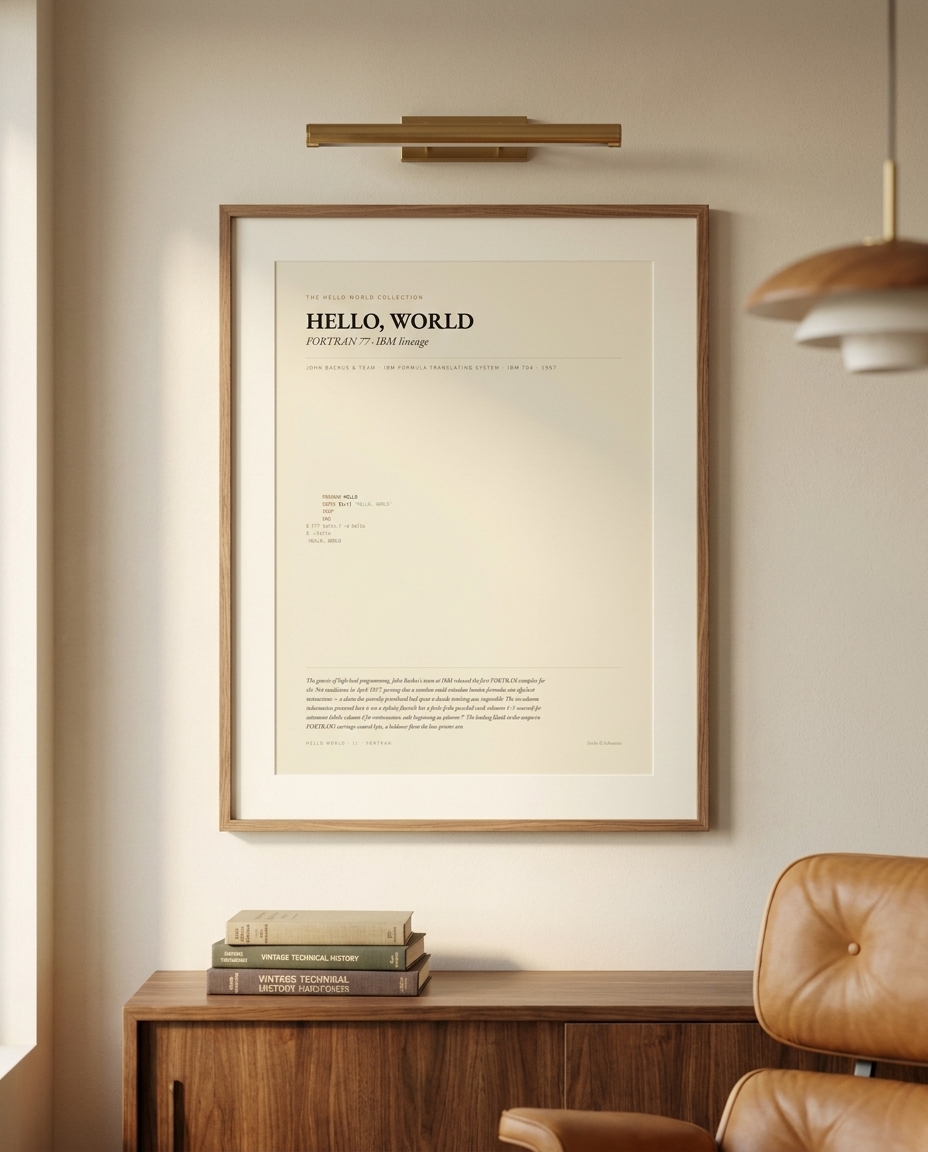 The Genesis — Fortran — framed and displayed